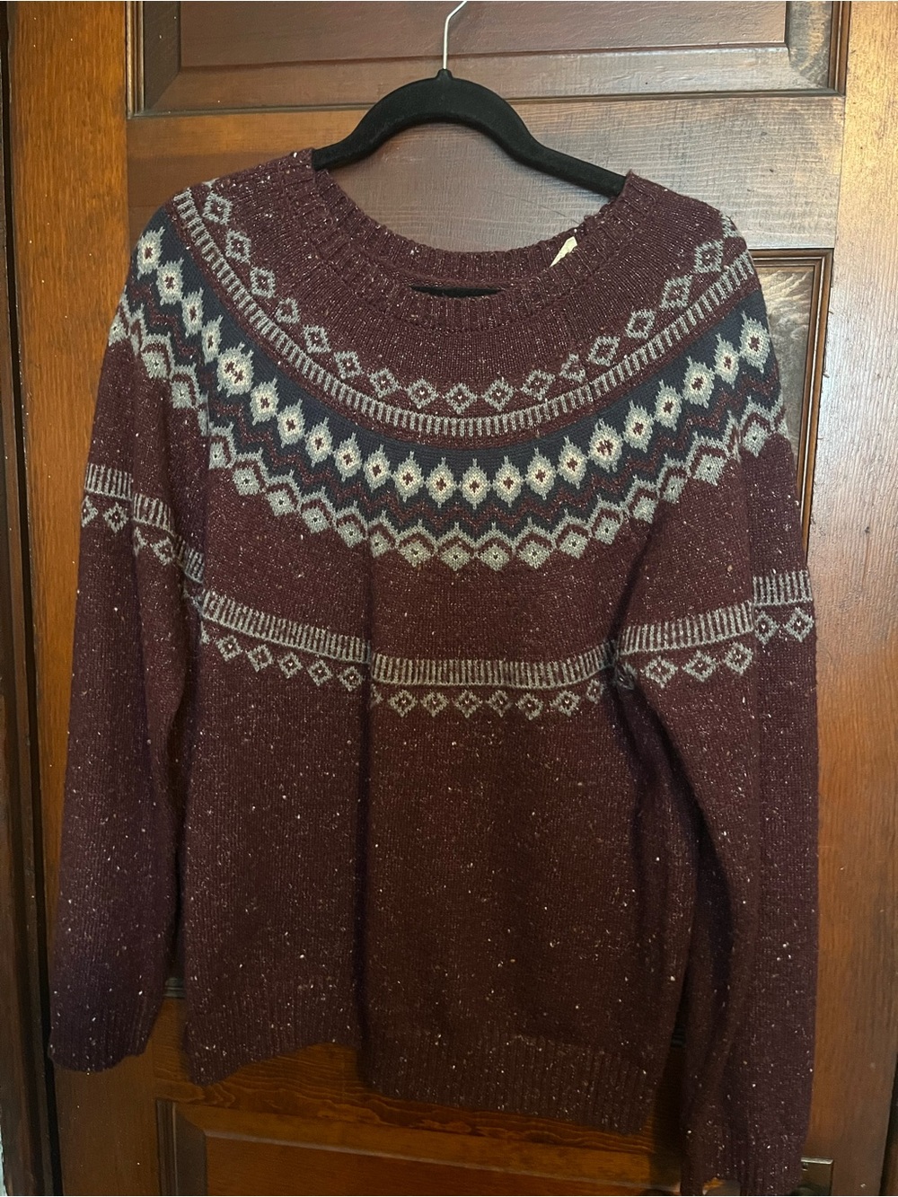 Mudd Maroon Fair Isle Crewneck Sweater